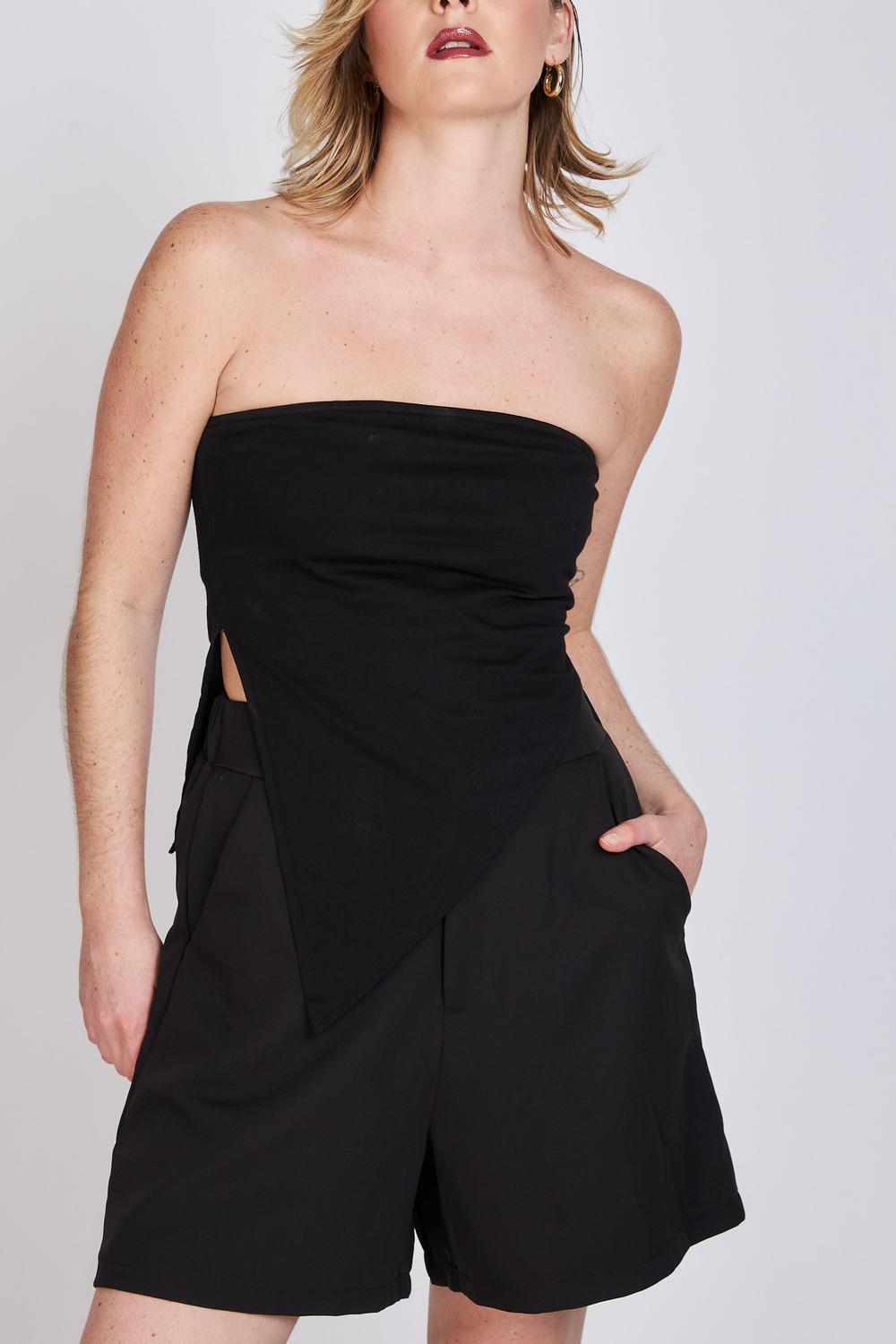 Top Strapless Asimétrico María Negro ATR by Eclipse
