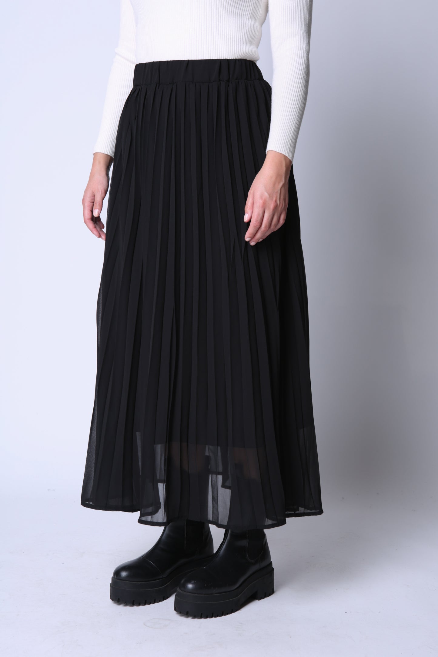 Maxi Falda Plisada Virginia Negro Eclipse