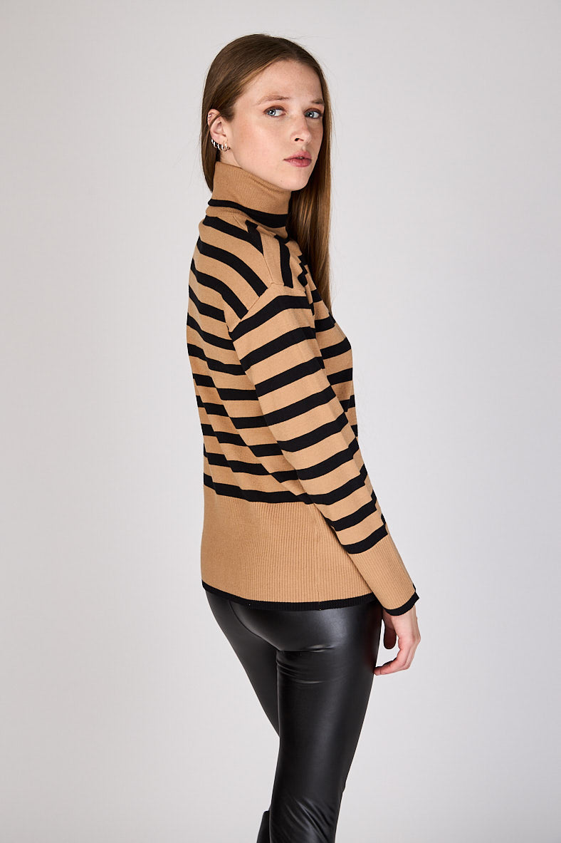 Sweater Rayas Cuello Alto Francesca Eclipse