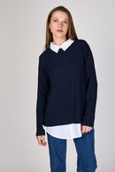 Sweater con Cuello Camisa Meli Eclipse