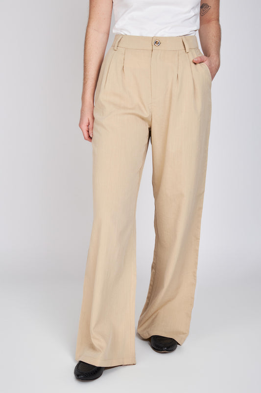 Pantalón Tableado Dad Pant Elena Beige ATR by Eclipse