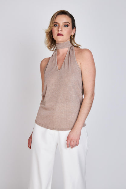 Blusa Amarra al Cuello Caetana Beige ATR by Eclipse