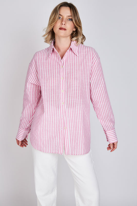 Camisa a Rayas María Rosa/Blanco Eclipse