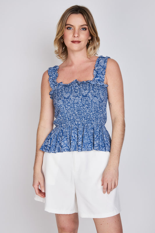 Blusa Panal de Abeja Magui Azul Eclipse