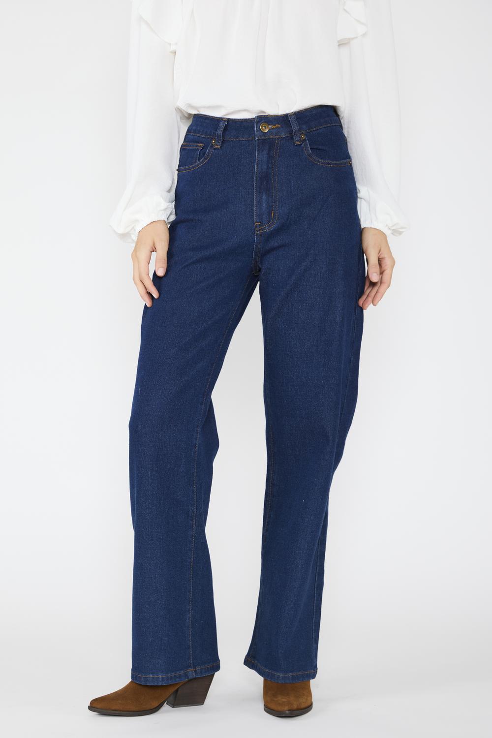 Jeans Wide Elasticado Josefina Azul