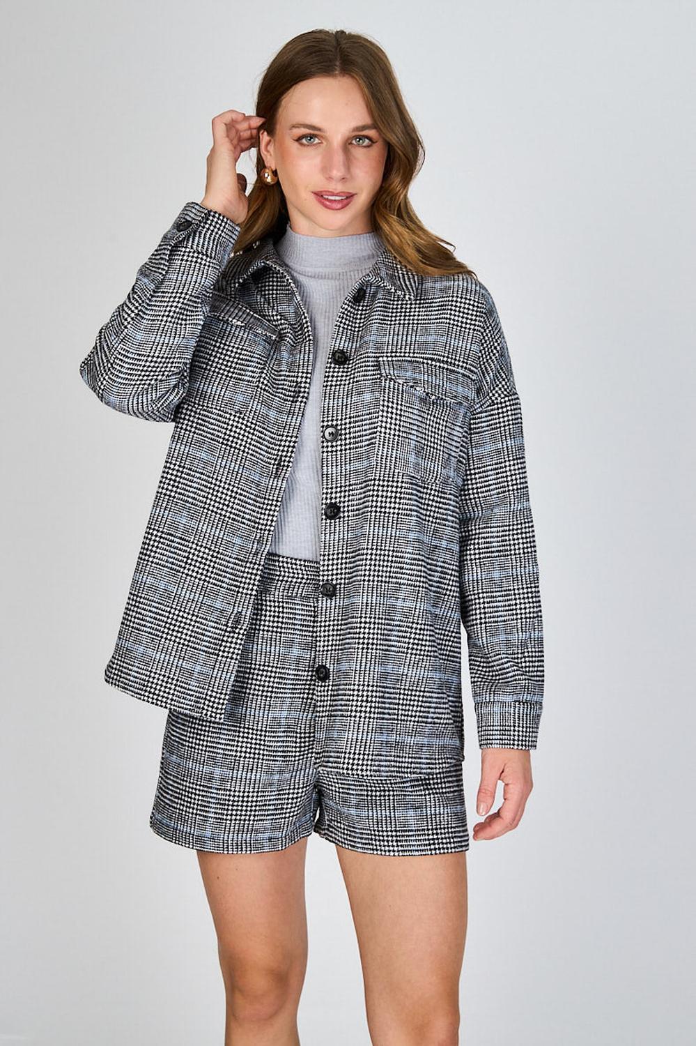 Chaqueta Cuadros Javiera Gris Eclipse