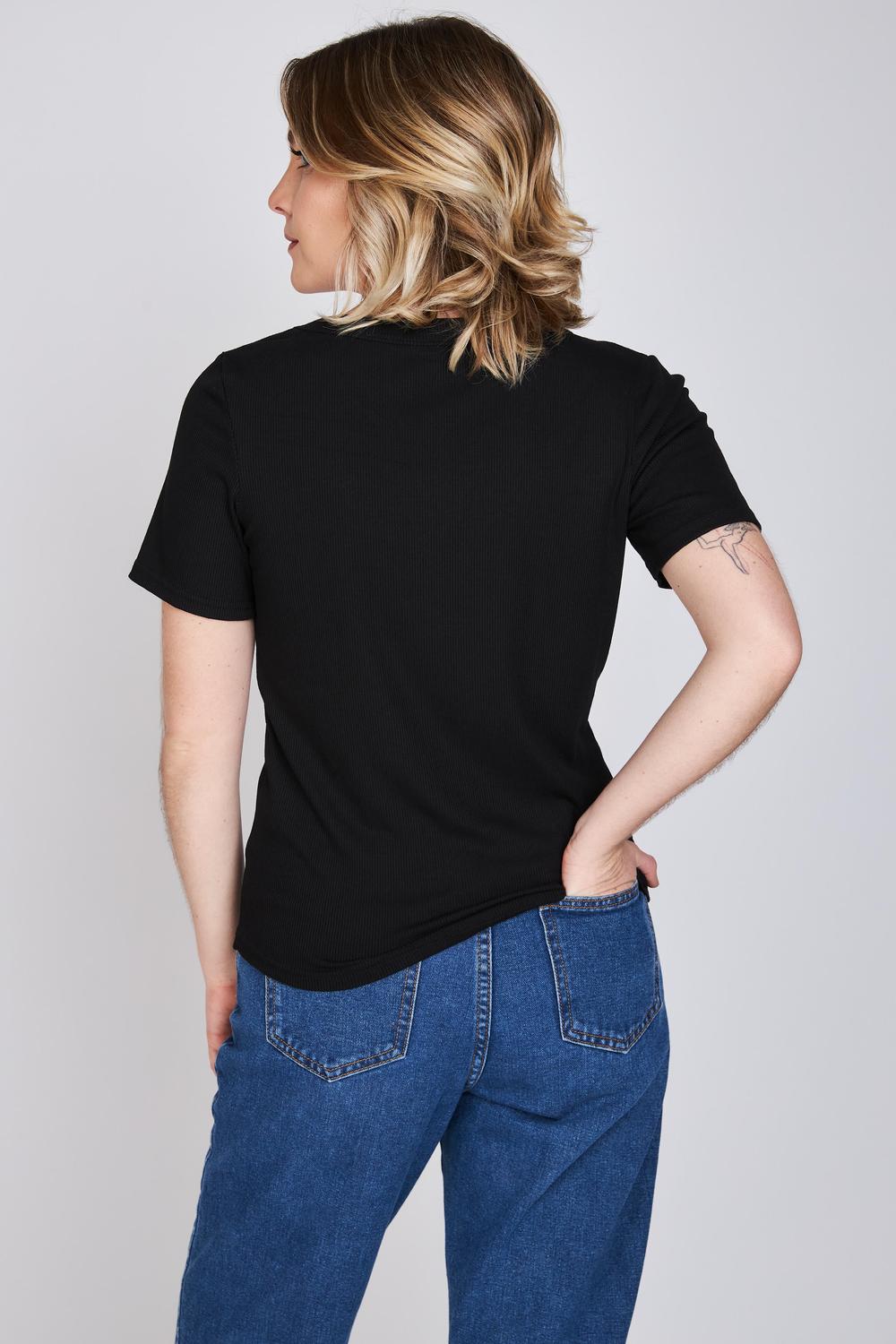 Polera Manga Corta Rib Ceci Negro Eclipse