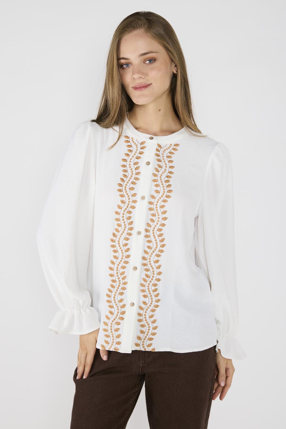 Blusa Con Bordados Valentina Crudo