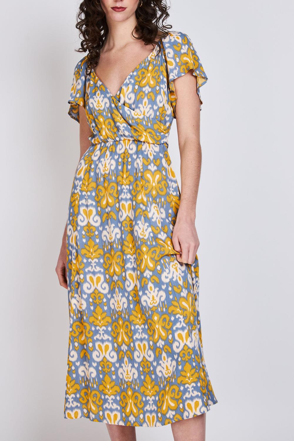 Vestido Estampado Largo Pauli Azul Eclipse