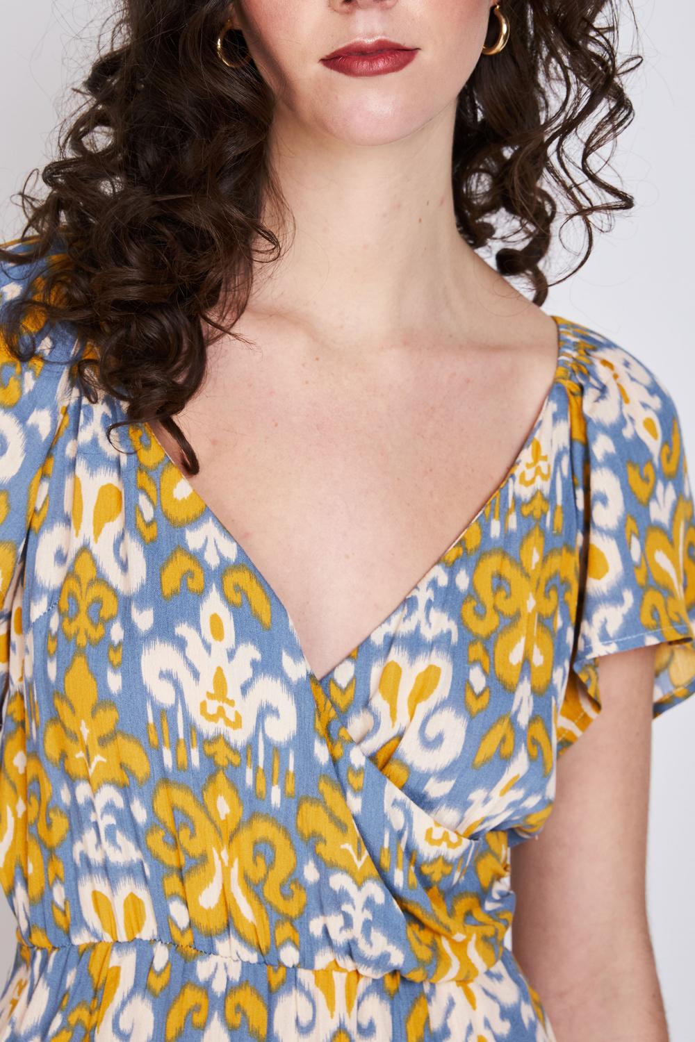 Vestido Estampado Largo Pauli Azul Eclipse