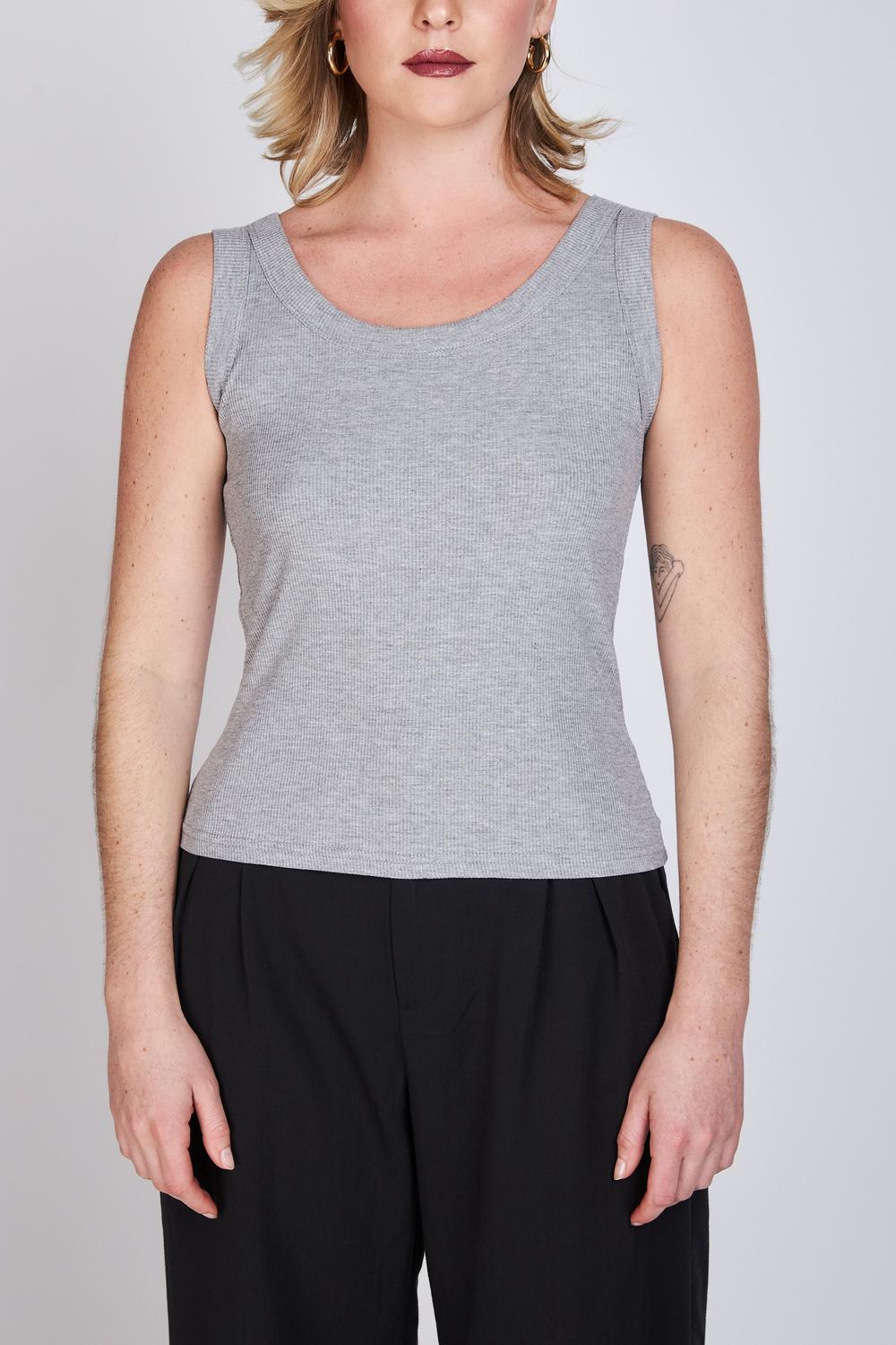 Polera Rib Musculosa Lara Gris Eclipse