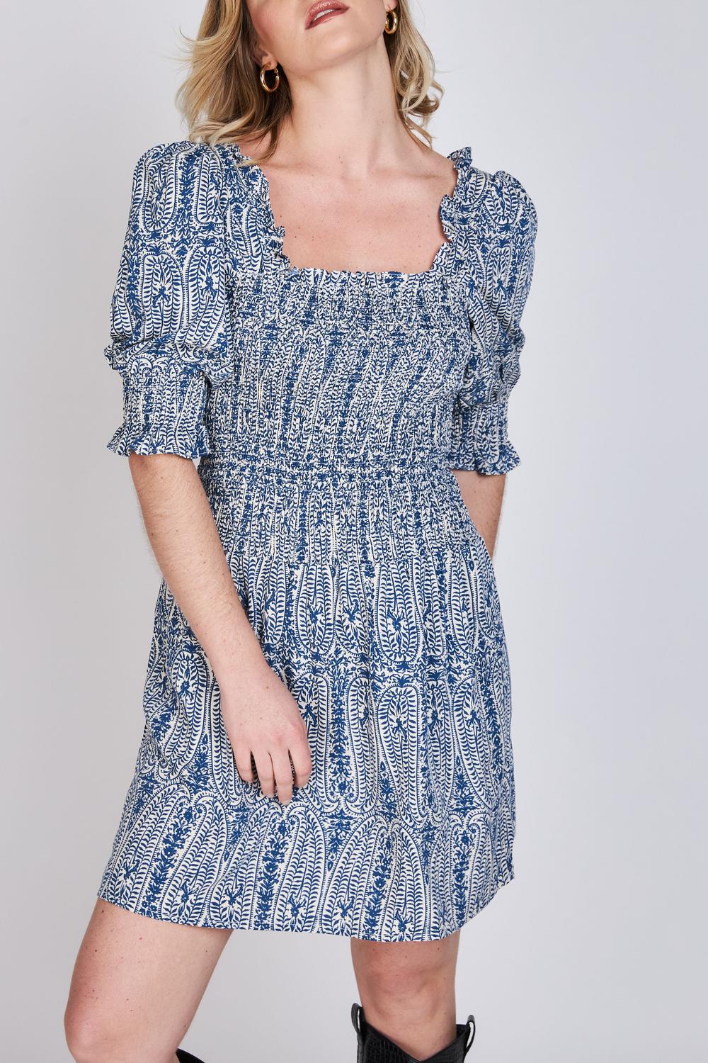 Vestido Manga Globo Magnolia Azul Eclipse