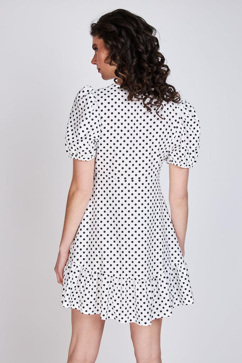 Vestido Manga Globo Claire Blanco Lunares Eclipse