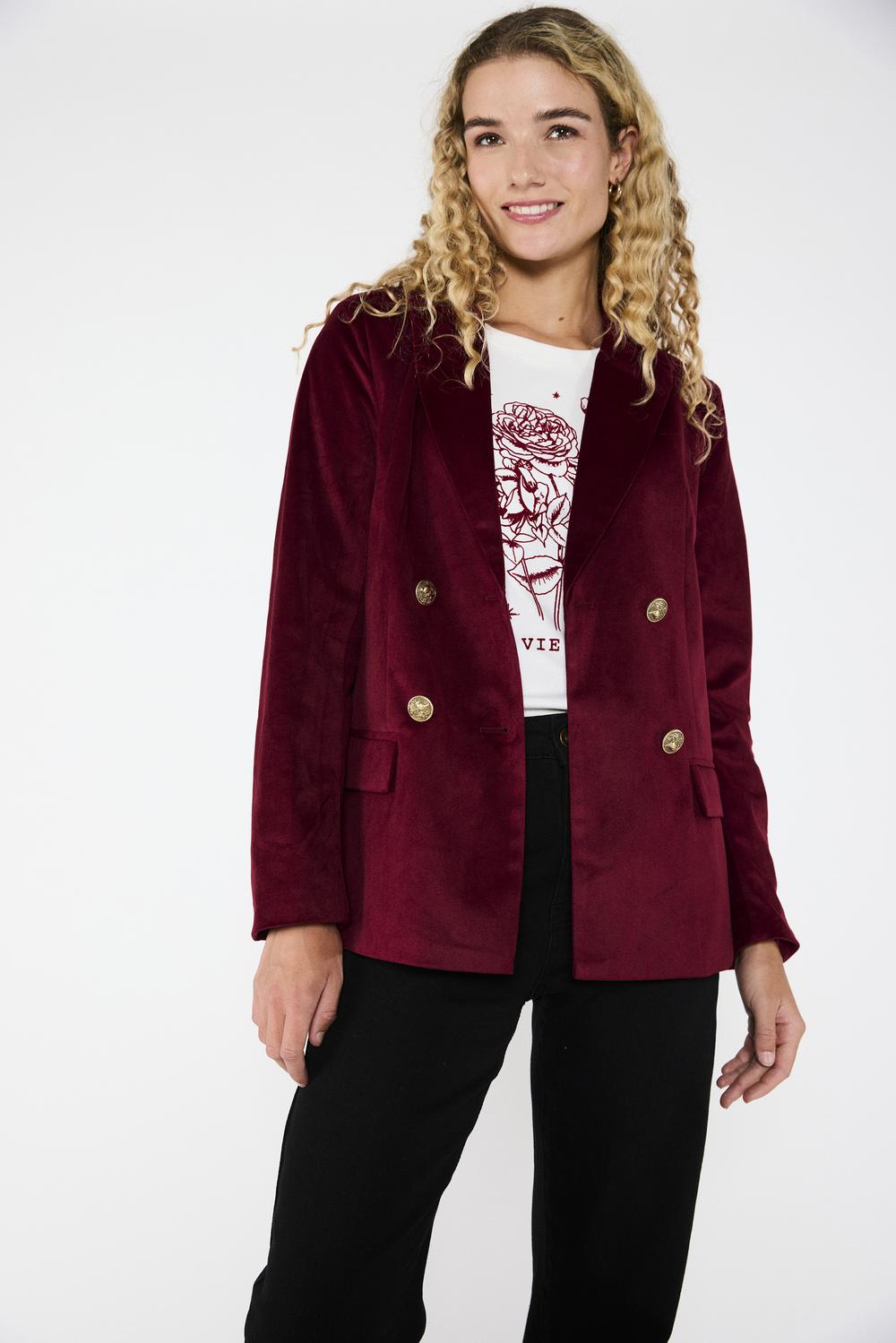 Blazer Terciopelo Luz Burdeo