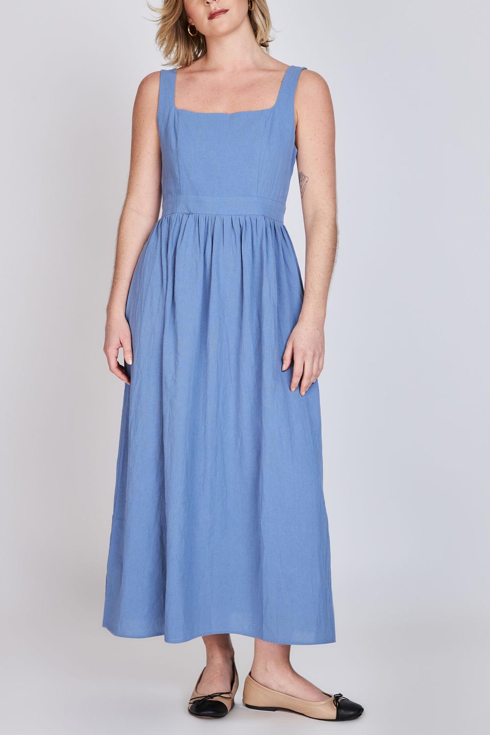 Vestido Escote Cuadrado Javiera Azul Eclipse