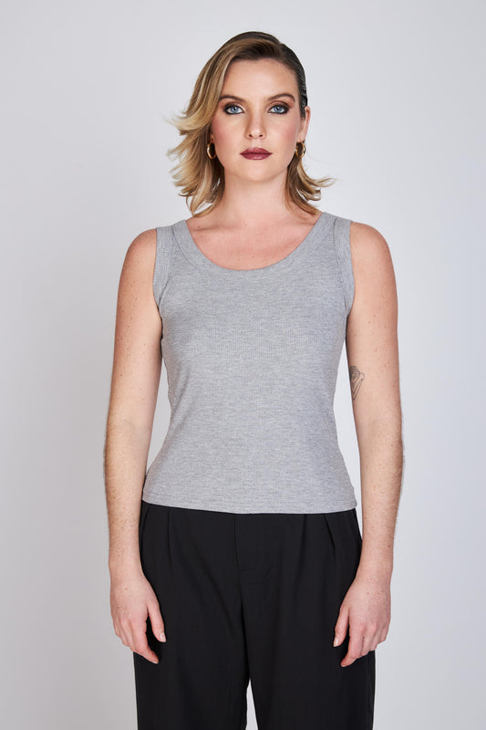 Polera Rib Musculosa Lara Gris Eclipse