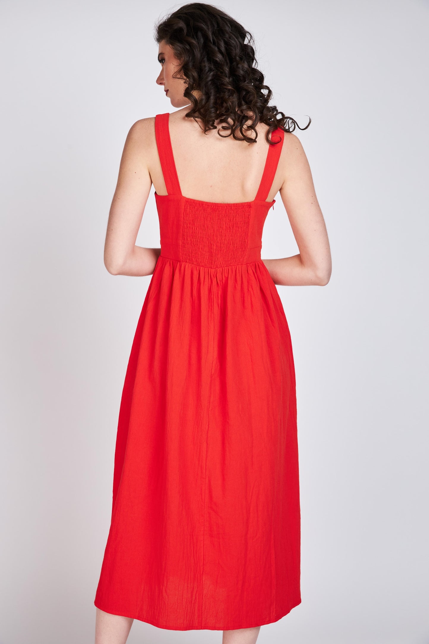 Vestido Escote Cuadrado Javiera Rojo Eclipse