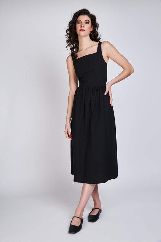 Vestido Escote Cuadrado Javiera Negro Eclipse