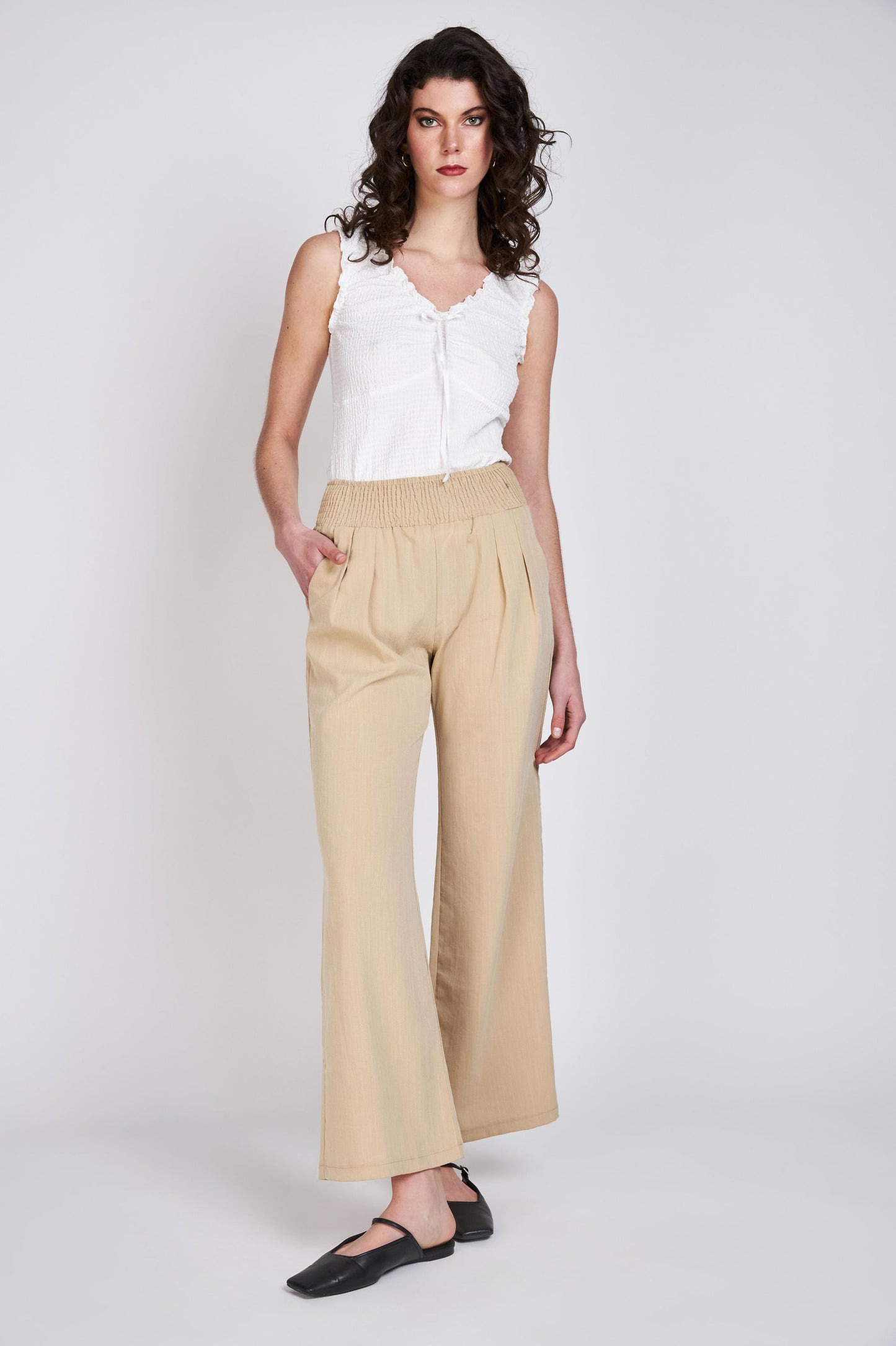 Pantalón Cintura Elasticada Ale Beige Eclipse