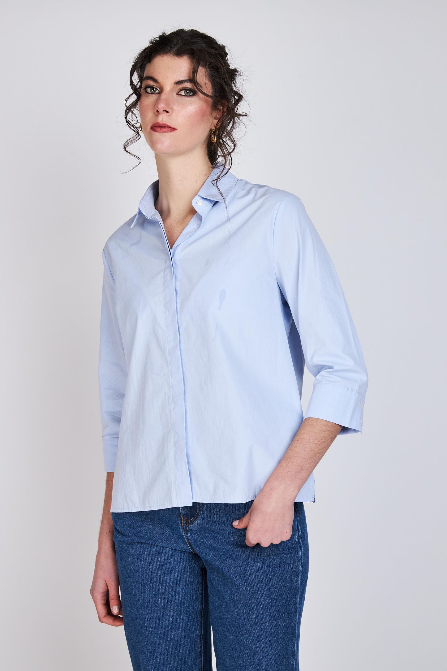 Camisa Manga Tres Cuartos Verónica  Azul Woman by Eclipse