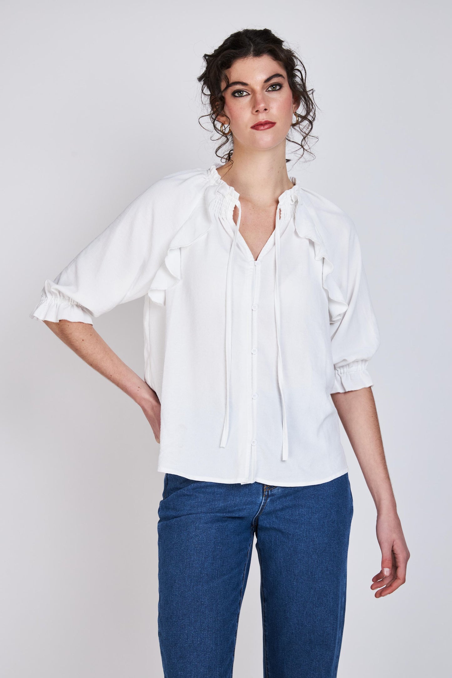 Blusa Vuelos Estampada Violeta Blanco Woman by Eclipse