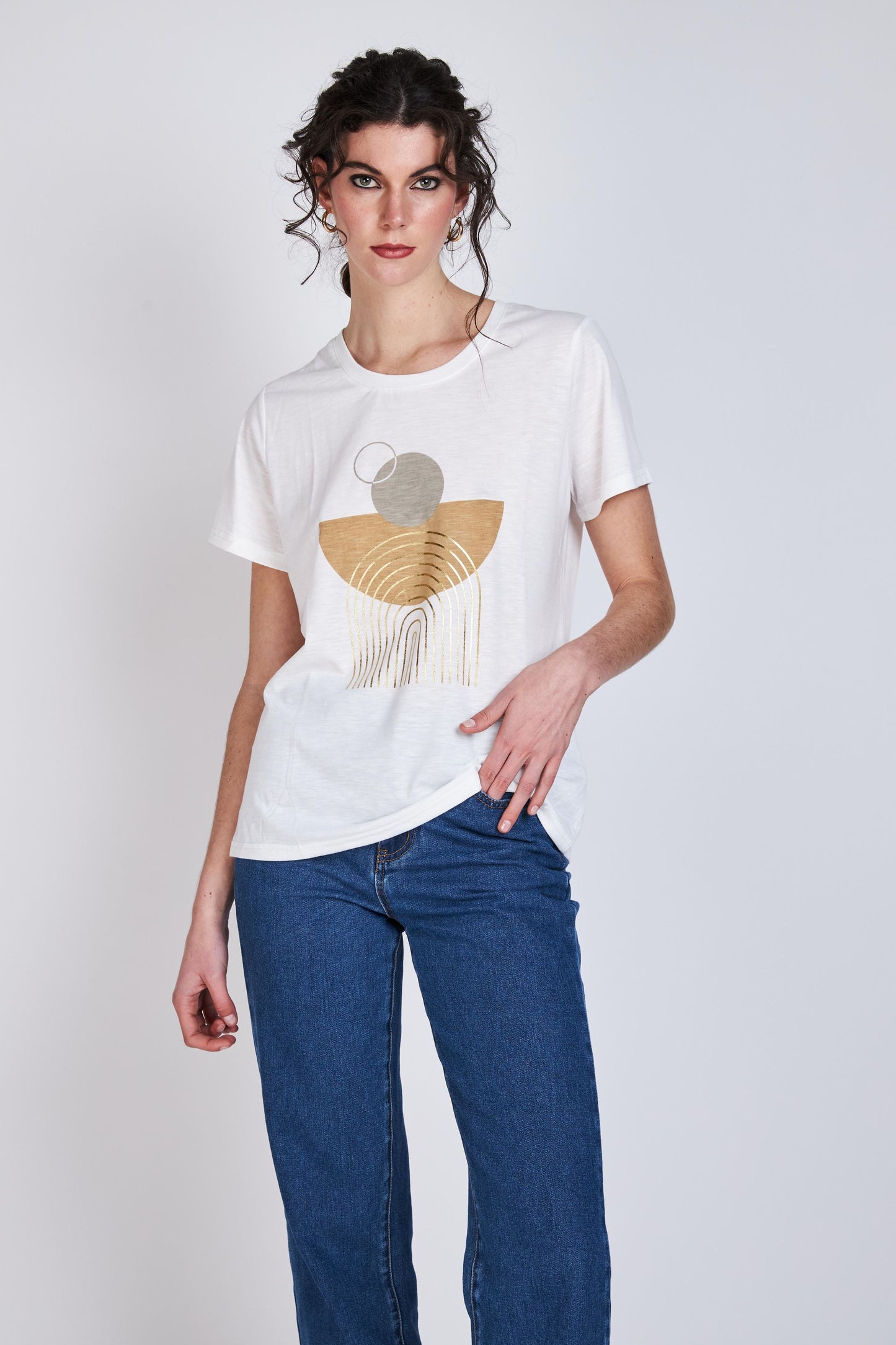 Polera Gold Foil Josefina Ecru Woman by Eclipse