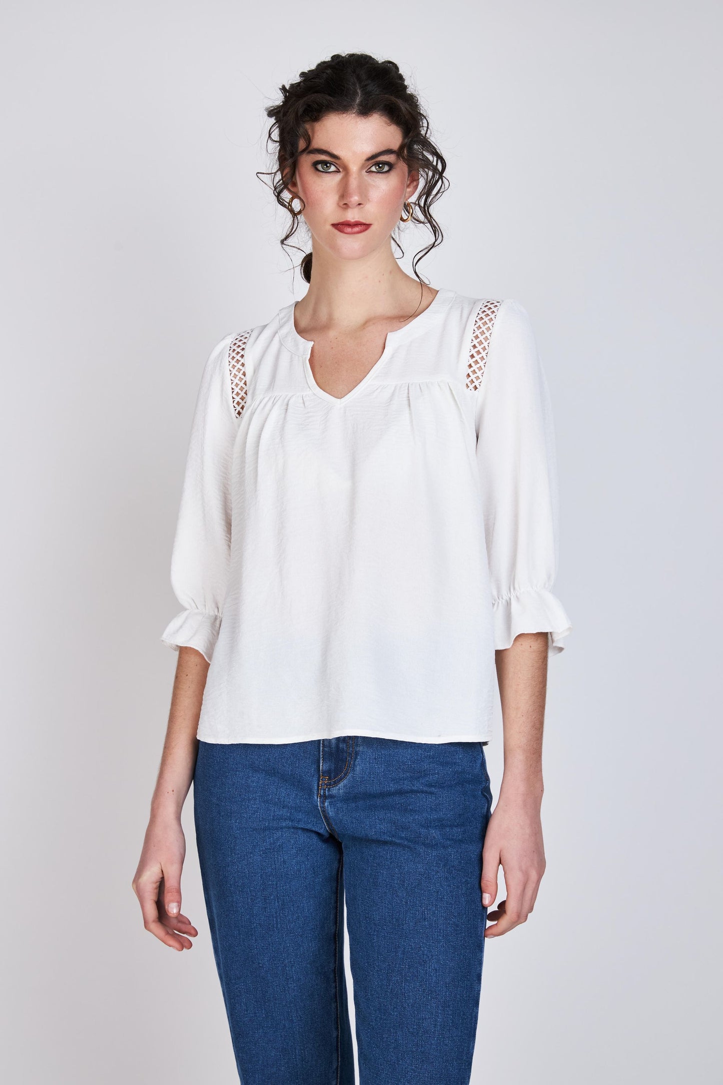 Blusa Detalle Macramé Claudia Blanco Woman by Eclipse